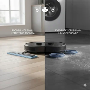 Detailed look at the mopping capabilities of Roomba vs Roborock models available at Canadian retailers like Best Buy and Amazon.ca.