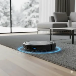 Roborock model Canada automatically increasing suction power when transitioning from tile to thick carpet.