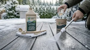 Environmentally friendly soap used with a pressure washer for composite deck safe cleaning in Canada.