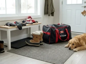 A clean, salt-free carpet in a Canadian home after using the best winter salt stain removal method.