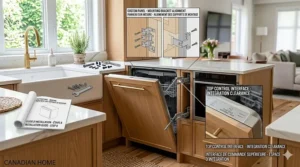 Alt text for image 9: Visual guide showcasing custom handle options on a panel ready dishwasher to match existing kitchen hardware.