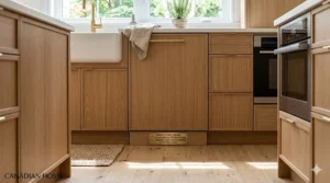 Alt text for image 7: Illustration of Shaker style and modern flat panel ready dishwasher doors matching surrounding kitchen cabinetry.