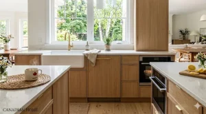 Alt text for image 2: Diagram comparing a standard stainless steel appliance with a seamless custom panel ready dishwasher install.