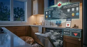 Appliance buying guide graphic highlighting the best WiFi dishwasher brands available for Canadian consumers coast to coast.