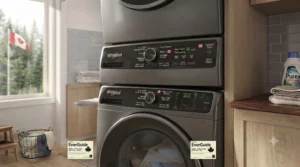 Illustration of an appliance console featuring English and French labels for the Canadian market.