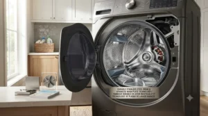 ENERGY STAR certified extra large capacity washer demonstrating efficient water and electricity use for Canadian households.