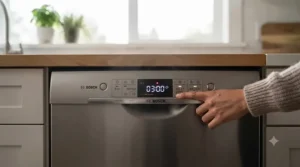 Setting a delay-start timer on a dishwasher to run during off-peak hydro hours.