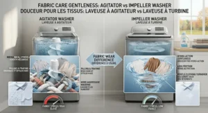 Infographic summary comparing agitator and impeller washing machines to help Canadian shoppers choose the right laundry appliance.