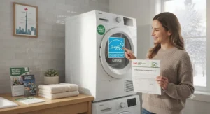 Energy star certified heat pump dryer qualifying for Canadian provincial efficiency rebates