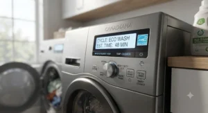 Space-saving stackable washer dryer brand Canada unit installed in a Toronto condo apartment
