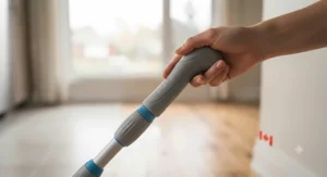 Ergonomic handle grip on a lightweight cheap flat mop for comfortable floor cleaning in Canada.