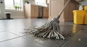 Advanced microfiber string mops for kitchen floors trapping dust and grease.